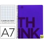 BLOC ESPIRAL LIDERPAPEL A7 MICRO THINK TAPA POLIPROPILENO 100H 70G CUADRO 5MM 4 BANDAS. VIOLETA