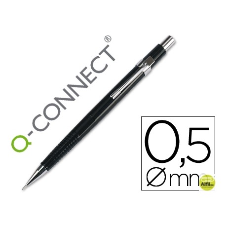 PORTAMINAS Q-CONNECT 0,5 MM -CON TRES MINAS CUERPO NEGRO CLIP METALICO