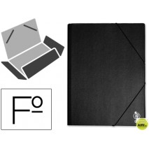 CARPETA GOMAS LIDERPAPEL FOLIO SOLAPAS PLASTICO NEGRA