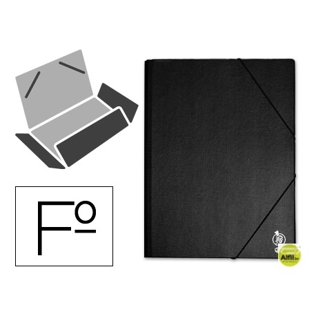 CARPETA GOMAS LIDERPAPEL FOLIO SOLAPAS PLASTICO NEGRA