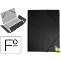CARPETA GOMAS LIDERPAPEL FOLIO SOLAPAS PLASTICO NEGRA