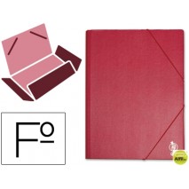 CARPETA GOMAS LIDERPAPEL FOLIO SOLAPAS PLASTICO BURDEOS