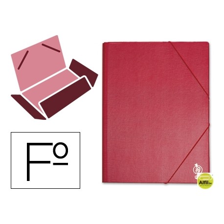 CARPETA GOMAS LIDERPAPEL FOLIO SOLAPAS PLASTICO BURDEOS