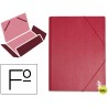 CARPETA GOMAS LIDERPAPEL FOLIO SOLAPAS PLASTICO BURDEOS