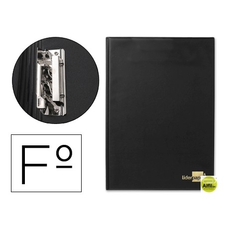 CARPETA LIDERPAPEL MINICLIP LATERAL FOLIO PLASTICO NEGRO