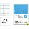 RECAMBIO LIDERPAPEL CUARTO 100 HOJAS 60G/M2 CUADRO 8MM CON MARGEN 6 TALADROS
