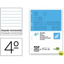 RECAMBIO LIDERPAPEL CUARTO 100 HOJAS 60G/M2 HORIZONTAL CON MARGEN 6 TALADROS