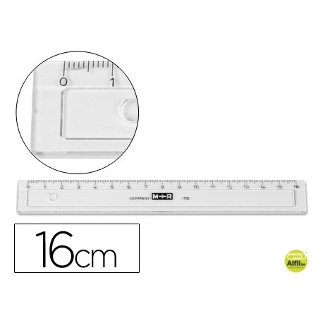 REGLA MOR 16 CM PLASTICO -GRIS HUMO CON BISEL