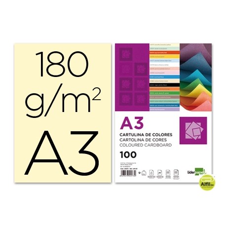 CARTULINA LIDERPAPEL A3 180G/M2 CREMA