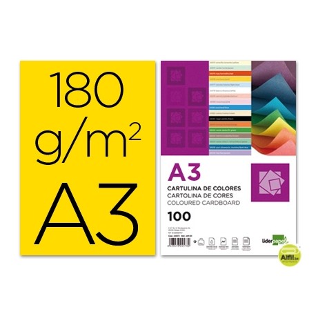 CARTULINA LIDERPAPEL A3 180G/M2 AMARILLO