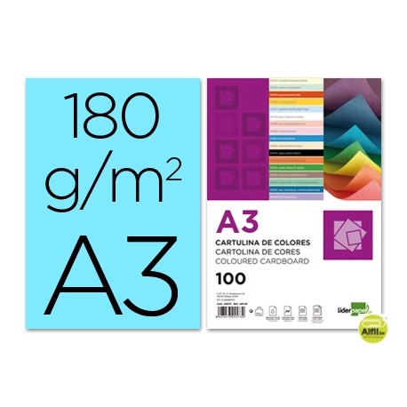 CARTULINA LIDERPAPEL A3 180G/M2 CELESTE