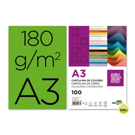 CARTULINA LIDERPAPEL A3 180G/M2 VERDE