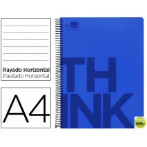 BLOC ESPIRAL LIDERPAPEL A4 MICRO THINK TAPA POLIPROPILENO 160H 70G HORIZONTAL 5 BANDAS 4 TALADROS. A