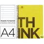 BLOC ESPIRAL LIDERPAPEL A4 MICRO THINK TAPA POLIPROPILENO 160H 70G HORIZONTAL 5 BANDAS 4 TALADROS. A