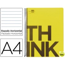BLOC ESPIRAL LIDERPAPEL A4 MICRO THINK TAPA POLIPROPILENO 160H 70G HORIZONTAL 5 BANDAS 4 TALADROS. A