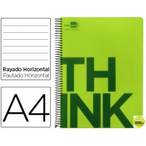 BLOC ESPIRAL LIDERPAPEL A4 MICRO THINK TAPA POLIPROPILENO 160H 70G HORIZONTAL 5 BANDAS 4 TALADROS. V