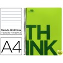 BLOC ESPIRAL LIDERPAPEL A4 MICRO THINK TAPA POLIPROPILENO 160H 70G HORIZONTAL 5 BANDAS 4 TALADROS. V