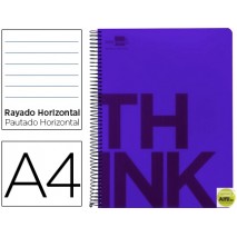 BLOC ESPIRAL LIDERPAPEL A4 MICRO THINK TAPA POLIPROPILENO 160H 70G HORIZONTAL 5 BANDAS 4 TALADROS. V