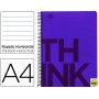 BLOC ESPIRAL LIDERPAPEL A4 MICRO THINK TAPA POLIPROPILENO 160H 70G HORIZONTAL 5 BANDAS 4 TALADROS. V