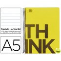 BLOC ESPIRAL LIDERPAPEL A5 MICRO THINK TAPA POLIPROPILENO 160H 70G HORIZONTAL 5 BANDAS 6 TALADROS. A