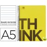 BLOC ESPIRAL LIDERPAPEL A5 MICRO THINK TAPA POLIPROPILENO 160H 70G HORIZONTAL 5 BANDAS 6 TALADROS. A
