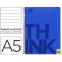 BLOC ESPIRAL LIDERPAPEL A5 MICRO THINK TAPA POLIPROPILENO 160H 70G HORIZONTAL 5 BANDAS 6 TALADROS. A