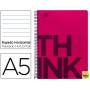 BLOC ESPIRAL LIDERPAPEL A5 MICRO THINK TAPA POLIPROPILENO 160H 70G HORIZONTAL 5 BANDAS 6 TALADROS. R