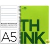 BLOC ESPIRAL LIDERPAPEL A5 MICRO THINK TAPA POLIPROPILENO 160H 70G HORIZONTAL 5 BANDAS 6 TALADROS. V