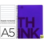 BLOC ESPIRAL LIDERPAPEL A5 MICRO THINK TAPA POLIPROPILENO 160H 70G HORIZONTAL 5 BANDAS 6 TALADROS. V