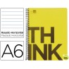 BLOC ESPIRAL LIDERPAPEL A6 MICRO THINK TAPA POLIPROPILENO 140H 70G HORIZONTAL 4 BANDAS. AMARILLO