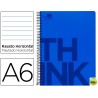 BLOC ESPIRAL LIDERPAPEL A6 MICRO THINK TAPA POLIPROPILENO 140H 70G HORIZONTAL 4 BANDAS. AZUL