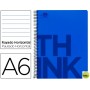 BLOC ESPIRAL LIDERPAPEL A6 MICRO THINK TAPA POLIPROPILENO 140H 70G HORIZONTAL 4 BANDAS. AZUL