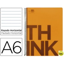BLOC ESPIRAL LIDERPAPEL A6 MICRO THINK TAPA POLIPROPILENO 140H 70G HORIZONTAL 4 BANDAS. NARANJA
