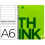 BLOC ESPIRAL LIDERPAPEL A6 MICRO THINK TAPA POLIPROPILENO 140H 70G HORIZONTAL 4 BANDAS. VERDE