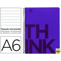 BLOC ESPIRAL LIDERPAPEL A6 MICRO THINK TAPA POLIPROPILENO 140H 70G HORIZONTAL 4 BANDAS. VIOLETA