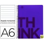 BLOC ESPIRAL LIDERPAPEL A6 MICRO THINK TAPA POLIPROPILENO 140H 70G HORIZONTAL 4 BANDAS. VIOLETA