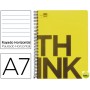 BLOC ESPIRAL LIDERPAPEL A7 MICRO THINK TAPA POLIPROPILENO 100H 70G HORIZONTAL 4 BANDAS. AMARILLO