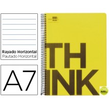 BLOC ESPIRAL LIDERPAPEL A7 MICRO THINK TAPA POLIPROPILENO 100H 70G HORIZONTAL 4 BANDAS. AMARILLO