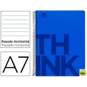 BLOC ESPIRAL LIDERPAPEL A7 MICRO THINK TAPA POLIPROPILENO 100H 70G HORIZONTAL 4 BANDAS. AZUL