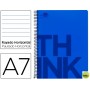 BLOC ESPIRAL LIDERPAPEL A7 MICRO THINK TAPA POLIPROPILENO 100H 70G HORIZONTAL 4 BANDAS. AZUL