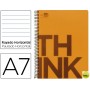 BLOC ESPIRAL LIDERPAPEL A7 MICRO THINK TAPA POLIPROPILENO 100H 70G HORIZONTAL 4 BANDAS. NARANJA