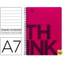 BLOC ESPIRAL LIDERPAPEL A7 MICRO THINK TAPA POLIPROPILENO 100H 70G HORIZONTAL 4 BANDAS. ROJO