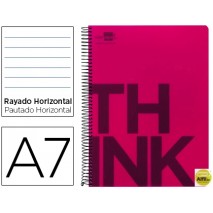 BLOC ESPIRAL LIDERPAPEL A7 MICRO THINK TAPA POLIPROPILENO 100H 70G HORIZONTAL 4 BANDAS. ROJO