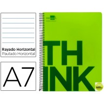 BLOC ESPIRAL LIDERPAPEL A7 MICRO THINK TAPA POLIPROPILENO 100H 70G HORIZONTAL 4 BANDAS. VERDE