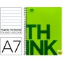 BLOC ESPIRAL LIDERPAPEL A7 MICRO THINK TAPA POLIPROPILENO 100H 70G HORIZONTAL 4 BANDAS. VERDE