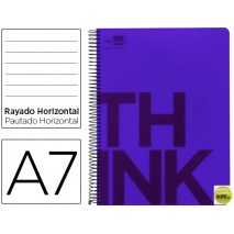 BLOC ESPIRAL LIDERPAPEL A7 MICRO THINK TAPA POLIPROPILENO 100H 70G HORIZONTAL 4 BANDAS. VIOLETA