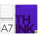 BLOC ESPIRAL LIDERPAPEL A7 MICRO THINK TAPA POLIPROPILENO 100H 70G HORIZONTAL 4 BANDAS. VIOLETA