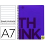 BLOC ESPIRAL LIDERPAPEL A7 MICRO THINK TAPA POLIPROPILENO 100H 70G HORIZONTAL 4 BANDAS. VIOLETA