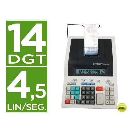CALCULADORA CITIZEN IMPRESORA PANTALLA PAPEL 350-DPA 12 DIGITOS