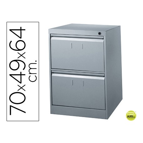FICHERO CAJONES DE SUELO METALICO DE 2 CAJONES 70CM ALTO,64CM PROF,49CM ANCHOCOLOR GRIS N.1375